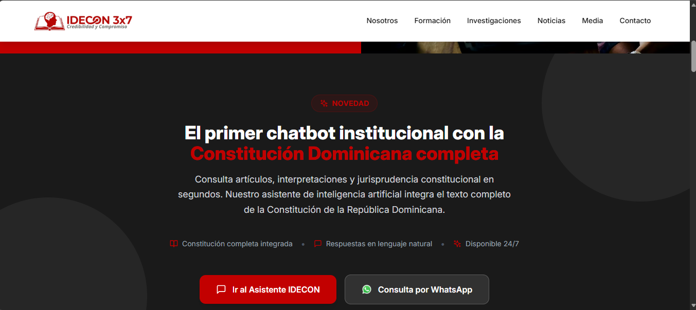 IDECON 3X7 lanza el primer agente conversacional con la Constitución Dominicana completa integrada